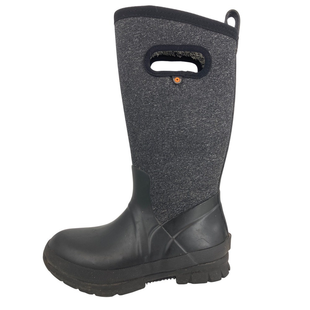 Bogs Crandall Tall Boots Womens 6 Black Charcoal Excellent Waterproof Insulated